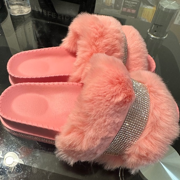 Shoes - Custom Bling Pink Slippers